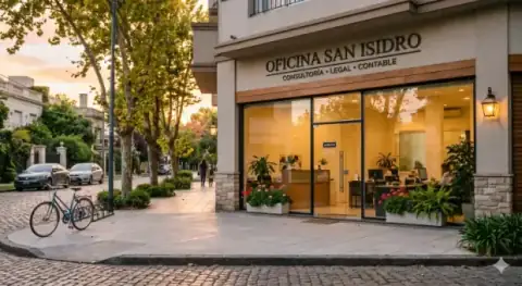 Frente de una oficina o local PyME de Zona Norte a la hora dorada
